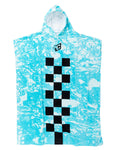 HOODED PONCHO FLURO BLUE CHEX